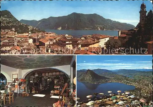 Lago di Lugano Ortsansichten Strand Kat. Italien