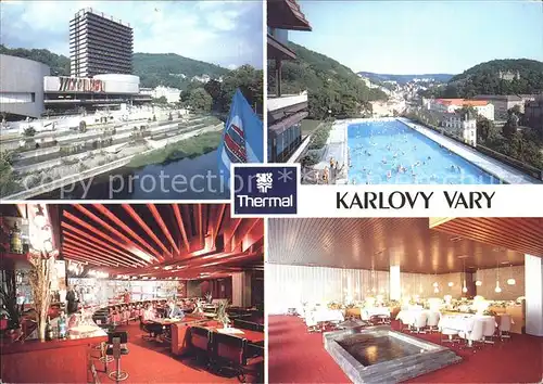 Karlovy Vary Lazenske sanatorium Thermal Schwimmbad Restaurant Kat. Karlovy Vary Karlsbad