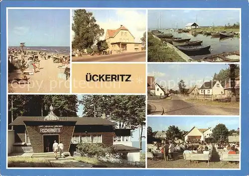 ueckeritz Usedom Strand Ratscafe Bootshafen Achterwasser Hauptstrasse Cafe Tanzbar Fischerhuette Kurplatz Kat. ueckeritz Usedom