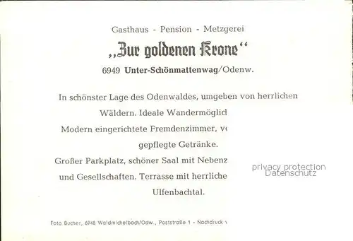 Odenwald Unter Schoenmattenwag Gasthaus Pension zur goldenen Krone