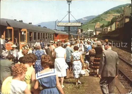 Assmannshausen Bahnhof Sonntagsausfluege / Ruedesheim am Rhein /