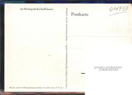 Kyffhaeuser Herbstgold Kuenstlerkarte Richard Fuehr / Bad Frankenhausen /Kyffhaeuserkreis LKR