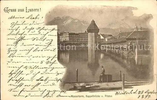 Luzern LU Wasserturm Kappelbruecke Pilatus Kat. Luzern