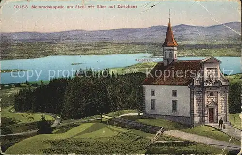 Etzel St Meinrad Kapelle Blick Zuerichsee Kat. Etzel (St. Meinrad)