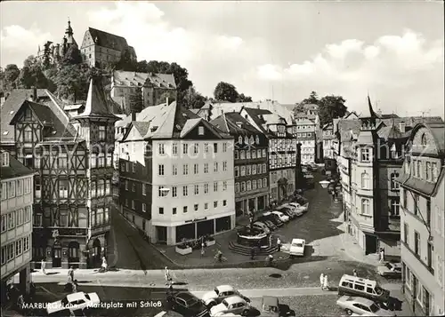 Marburg Lahn Marktplatz mit Schloss Kat. Marburg