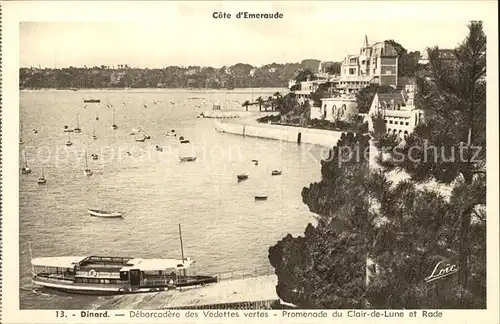 Dinard Ille et Vilaine Bretagne Debarcadere des vedettes vertes et Promenad du Clair de Lune Kat. Dinard