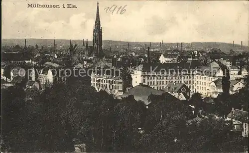 Muelhausen Elsass Stadtblick Kirche Kat. Mulhouse