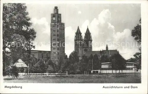 Magdeburg Aussichtsturm und Dom Kat. Magdeburg