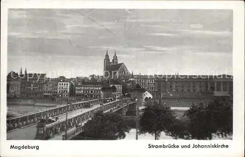 Magdeburg Strombruecke und Johanniskirche Kat. Magdeburg