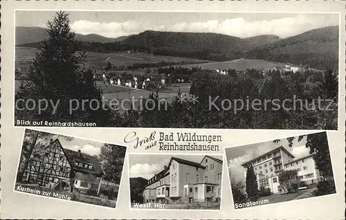 Reinhardshausen Panorama Kurheim zur Muehle Westf Hof Sanatorium Kat. Bad Wildungen