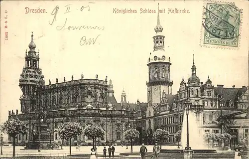Dresden Koenigliches Schloss mit Hofkirche Kat. Dresden Elbe