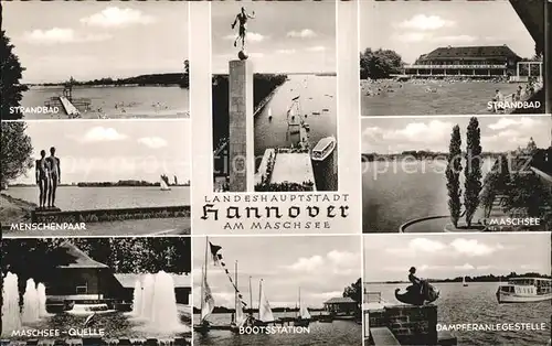 Hannover Strandbad Maschsee Menschenpaar Maschseequelle Bootsstation Dampferanlegestelle Kat. Hannover