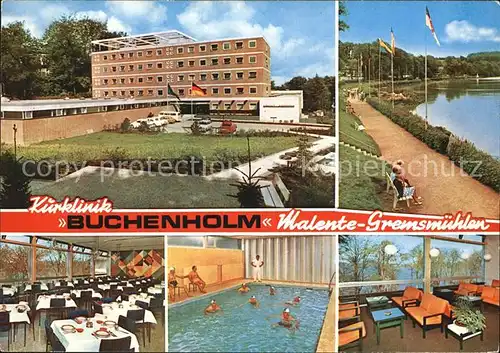 Malente Gremsmuehlen Kurklinik Buchenholm Promenade Gastraum Hallenbad Kat. Malente