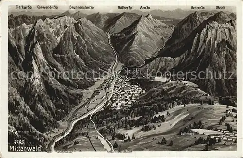 Mittenwald Bayern aus der Vogelperspektive Alpenpanorama Kat. Mittenwald