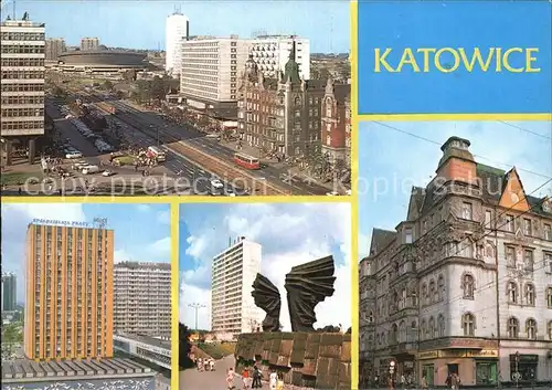 Katowice Armii Czerwonej Fragment Srodniescia Fasada secesyjnej kamienicy Maja i Juliusza Slowackiego Kat. Katowice