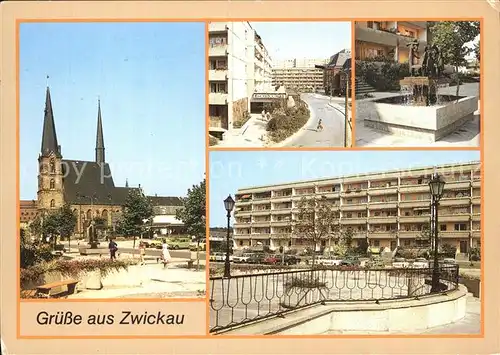 Zwickau Sachsen Katharinenkirche Brunnen Leineweber Neubaugebiet Alter Steinweg Kat. Zwickau