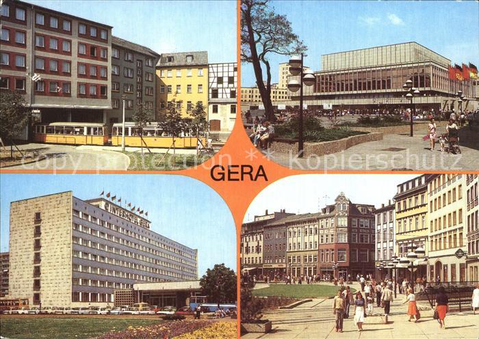 Gera Strassenbandurchfahrt Johannisstrasse Leumnitzer Tor Haus Der Kultur Kat Gera Nr Kt27561 Oldthing Ansichtskarten Thuringen