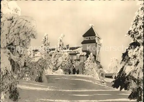 Oberwiesenthal Erzgebirge Fichtelberghaus Winterpanorama Kat. Oberwiesenthal