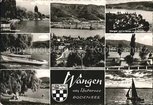 Wangen Bodensee Strandbad Bootshafen Untersee Schweizer Ufer Segeln Camping Abendsonne Kat. Markdorf