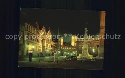 Frankfurt Main Paulsplatz Rathaus bei Nacht Kat. Frankfurt am Main