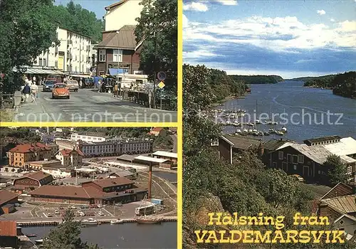 Valdemarsvik Strassenpartie Fliegeraufnahme Hafenpanorama Kat. Valdemarsvik