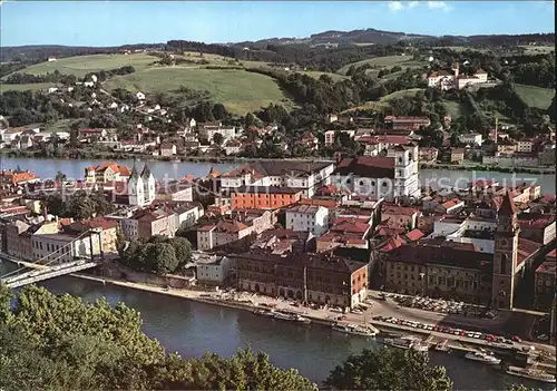 Passau Blick auf Oberhaus Altstadt Donau und Inn Kat. Passau