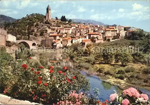 Olargues Vue generale Le pont du Diable et la tour Kat. Olargues