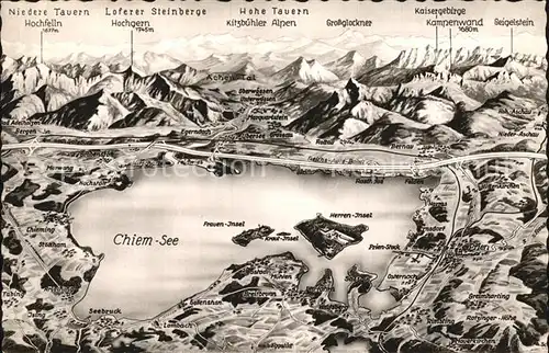 Chiemsee und Alpenkette aus der Vogelperspektive Kat. Chiemsee