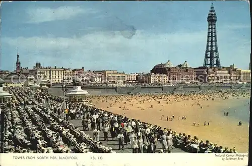 Blackpool Tower from North Pier and Beach Kat. Blackpool