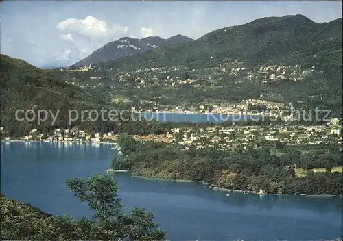 Caslano Fliegeraufnahme mit Lago di Lugano Kat. Caslano