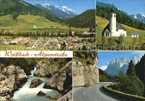 Weissbach Alpenstrasse Bach Kirche Fliegeraufnahme Kat. Schneizlreuth