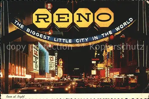 Reno Nevada at Night Down Virginia Street Kat. Reno