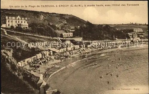 Erquy Plage de Caroual a maree haute Hotel des Terrasse Kat. Erquy