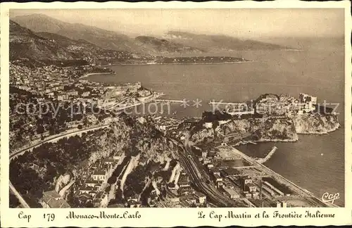 Monte Carlo Cap Martin et la Frontiere Italienne vue aerienne Kat. Monte Carlo