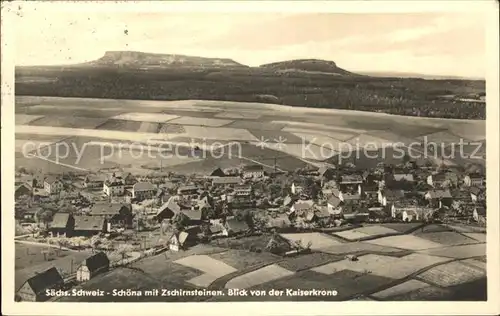 Schoena Elbe mit Zschirnsteinen von der Kaiserkrone Kat. Reinhardtsdorf Schoena