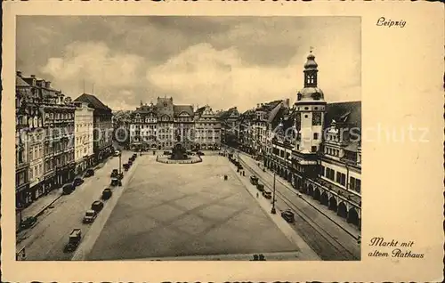 Leipzig Markt mit altem Rathaus Kat. Leipzig