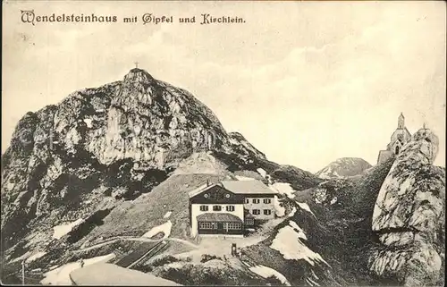 Wendelsteinhaus mit Gipfel und Kirchlein Kat. Bayrischzell
