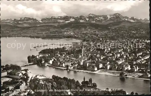 Konstanz Bodensee Stadt und Alpen Fliegeraufnahme Kat. Konstanz