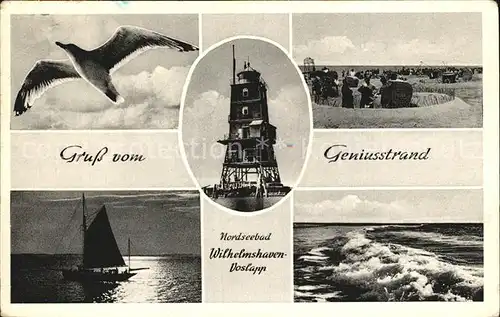 Voslapp Geniusstrand Moewe Segelboot Brandung Leuchtturm Kat. Wilhelmshaven