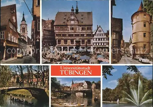 Tuebingen Kirche Markt Turm Neckarbruecke Fontaene Kat. Tuebingen