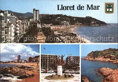 Lloret de Mar Panorama Strand Denkmal Kat. Costa Brava Spanien