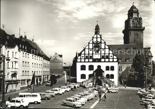 Plauen Vogtland Markt mit Altem Rathaus Kirche Kat. Plauen