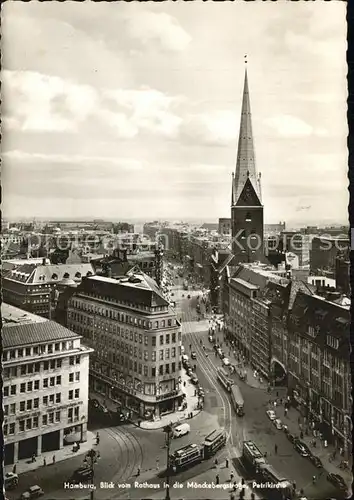 Hamburg Blick vom Rathaus in die Moenckebergstrasse Petrikirche Kat. Hamburg