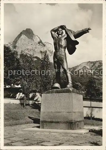 Schwyz Plastik von H. Brandenberger Statue Kat. Schwyz