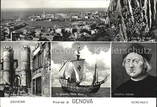 Genova Genua Liguria Panorama dal Righi Casa di C Colombo Porta Soprana La Caravelle Santa Maria Cristoforo Colombo Kat. Genova