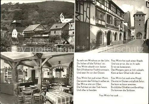 Dausenau Wirtshaus an der Lahn Gastraum Frau Wirtin Lied Kat. Dausenau