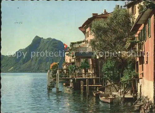 Gandria Lago di Lugano mit Monte San Salvador Kat. Gandria