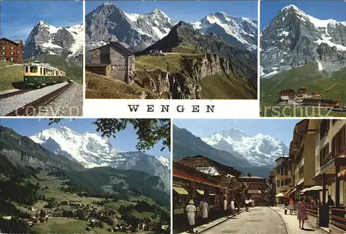 Wengen BE Bergbahn Panorama Dorfpartie Kat. Wengen