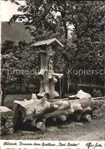 Ohlstadt Brunnen beim Gasthaus Drei Linden  Kat. Ohlstadt
