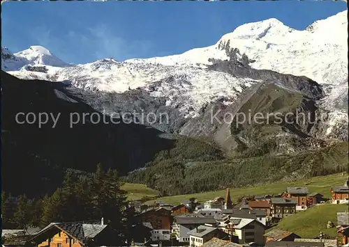 Saas Fee mit Alalinhorn Feegletscher und Alphubel Kat. Saas Fee